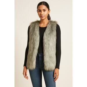 The Limited Gray Faux Fur Vest